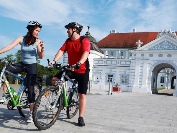 Herzogenburg abbey with cyclists