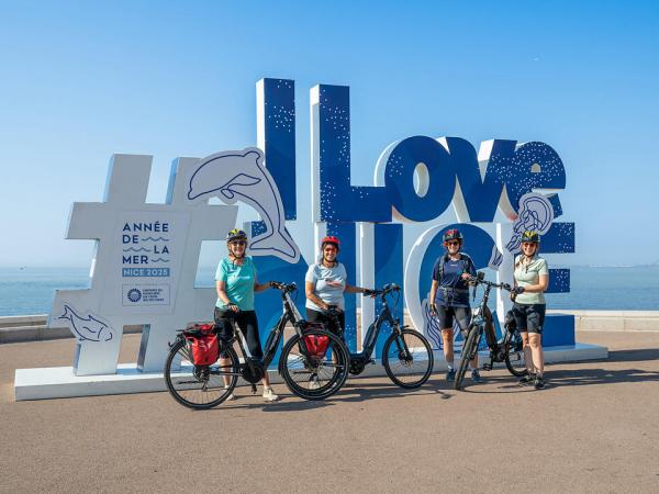 I Love Nice sign with cycle group