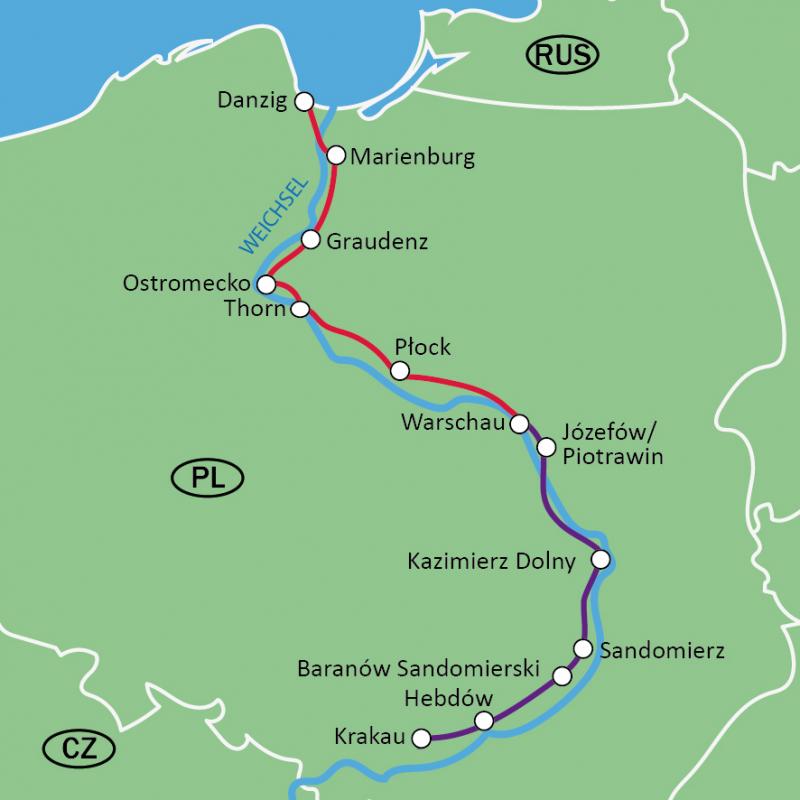 Map Vistula Cycle Path