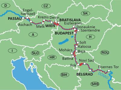Karte Donaurerlebnis mit Rad & Schiff