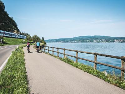 Cyclists in Berlingen at Lake Constance