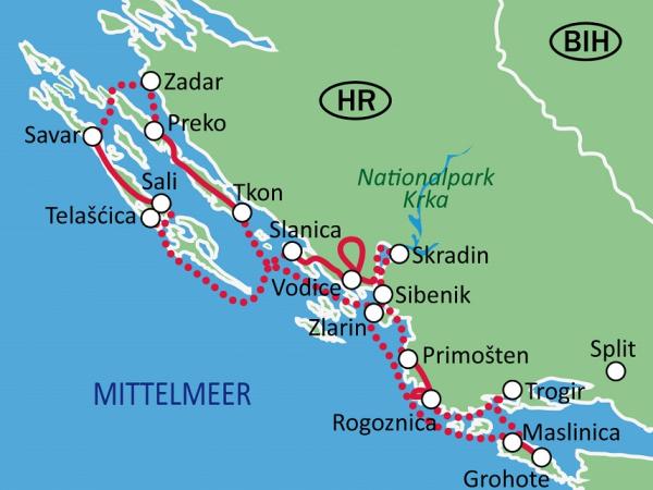 Karte Nationalpark Dalmatiens