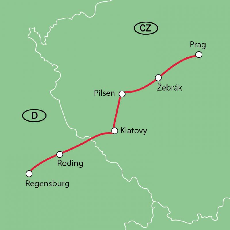 Map Prag-Regensburg