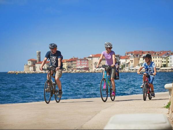 Cycling along the adriatic sea near Portoroz