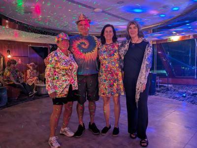 Guests in 70 party dress