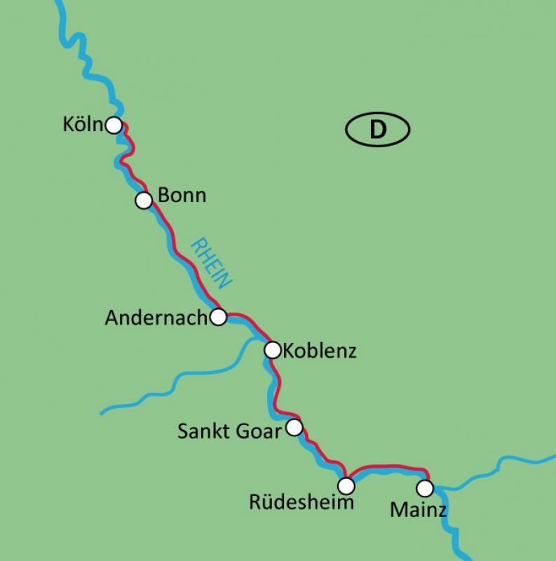 Map Route Cologne - Mainz