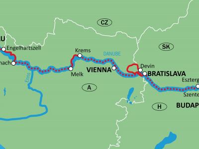DonauDanube waltz - bike + boat - map