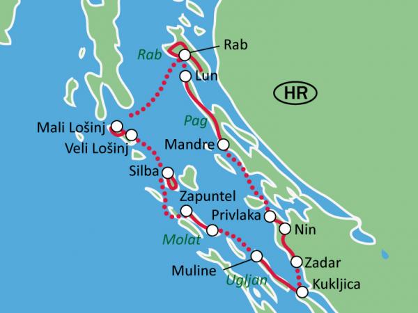 map - The island of the Zadar archipelago by Bike + Boat 