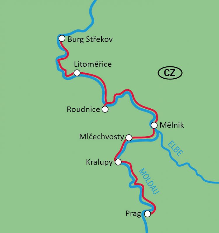 Map Vltava and Elbe