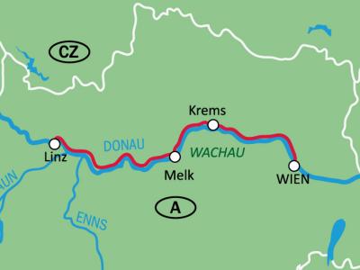 Map Danube Cycle Path Family bike tour ’Danube hits for kids’